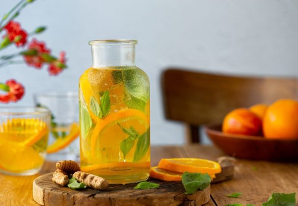Jus d’orange basilic et curcuma