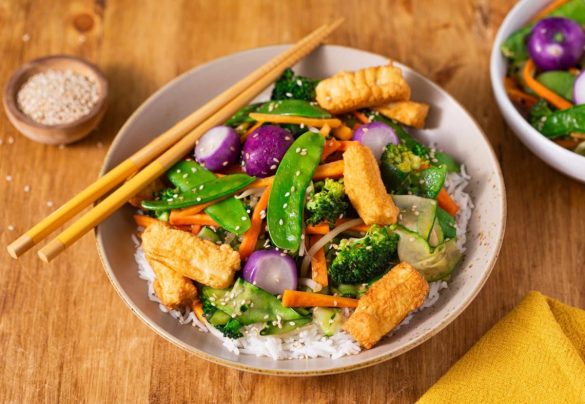 poêlée de légumes, beignets de tofu