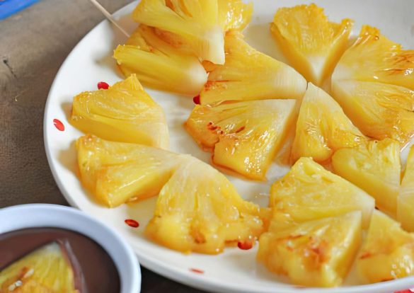 ananas rôti sauce choco