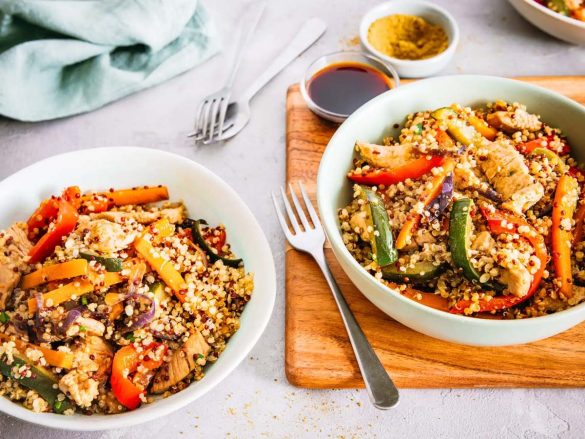 Émincé de dinde aux légumes sautés